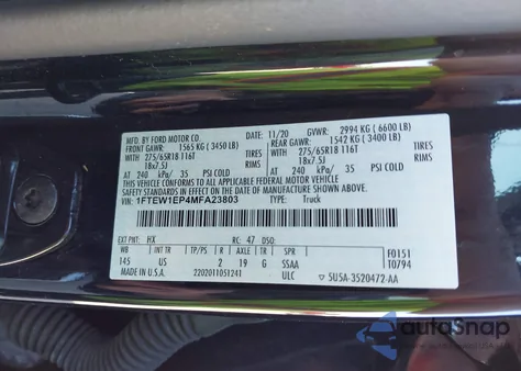 2021 Ford F-150 Xlt z USA, uszkodzony, nr VIN 1FTEW1EP4MFA23803